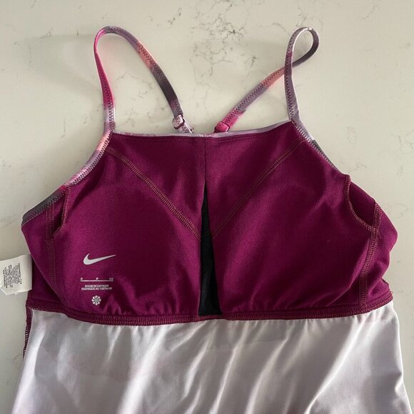 Nike Athletic Landscape Print Poly Blend Racer Back Tank Top Shelf Bra Purple S - Picture 8 of 13